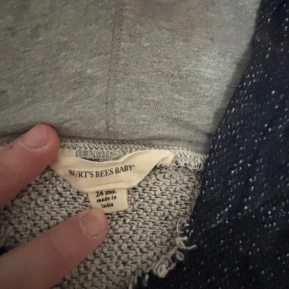 Burts Bees Baby Boys Navy Blue Organic Cotton Bee Graphic Hoodie 24 Months - Picture 3 of 5